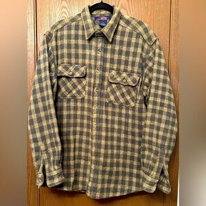 Five Brother Heavyweight Flannel Shirt Green Tan Plaid Men’s Size XL Tall